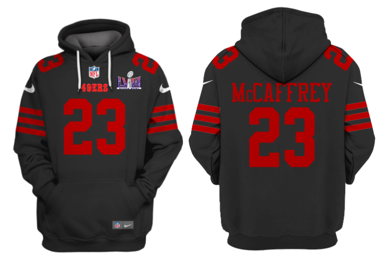 Men's San Francisco 49ers Active Player Custom Black Super Bowl LVIII Alternate Pullover Hoodie