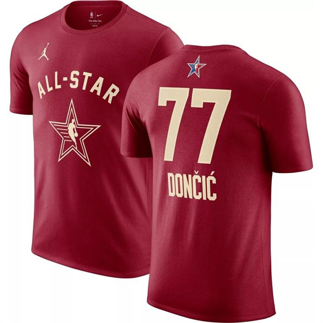 Men's 2024 All-Star #77 Luka Don?i? Crimson T-Shirt