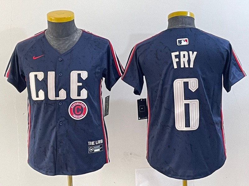 Youth Cleveland Guardians #6 David Fry Navy 2024 City Connect Limited Stitched jerseys