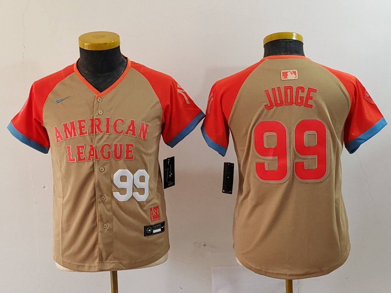 Youth American League #99 Aaron Judge Cream 2024 All-Star Limited Stitched Jersey 1