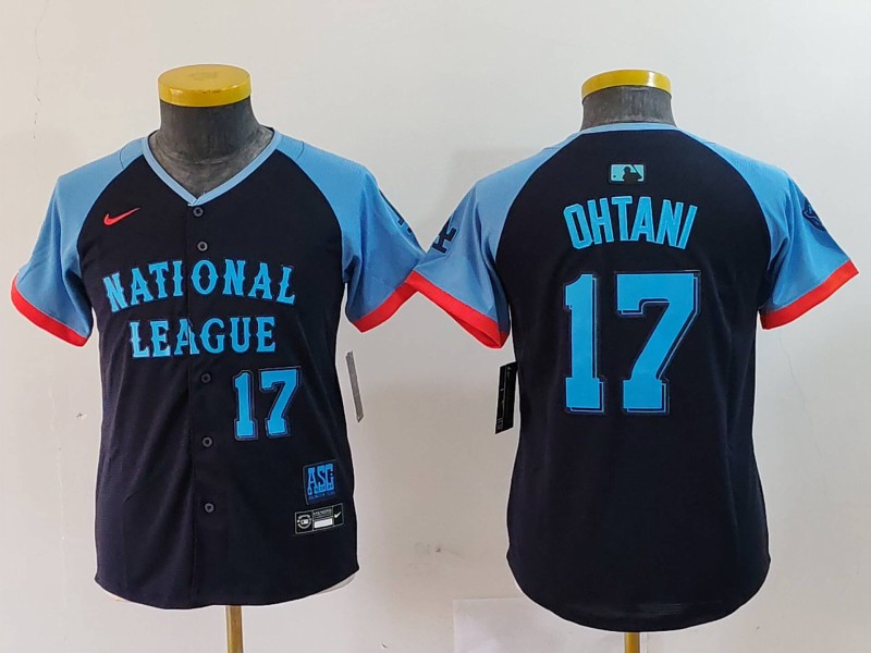 Youth National League #17 Shohei Ohtani Navy 2024 All-Star Limited Stitched Baseball Jersey 6