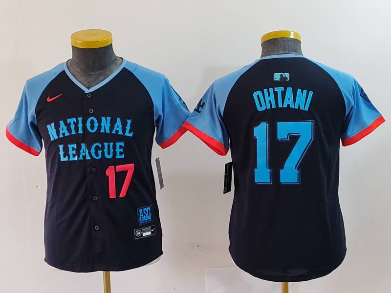 Youth National League #17 Shohei Ohtani Navy 2024 All-Star Limited Stitched Baseball Jersey 5