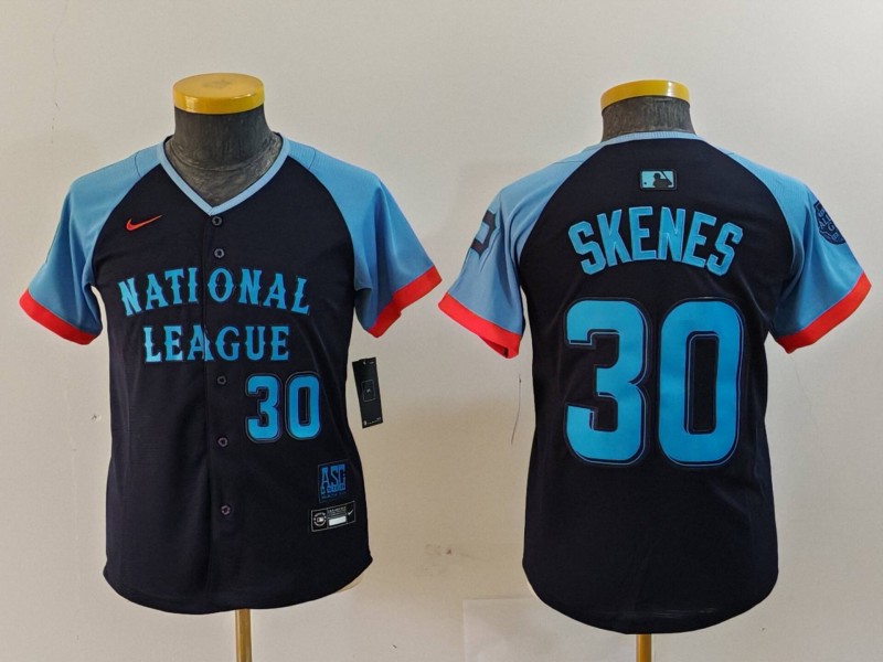 Youth National League #30 Paul Skenes Navy 2024 All-Star Limited Stitched Baseball Jersey 2