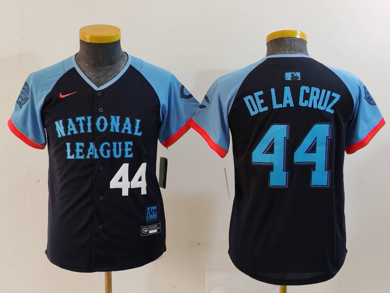 Youth National League #44 Elly De La Cruz Navy 2024 All-Star Limited Stitched Baseball Jersey 5