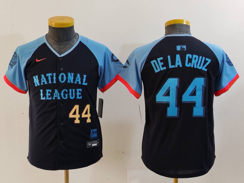 Youth National League #44 Elly De La Cruz Navy 2024 All-Star Limited Stitched Baseball Jersey 3