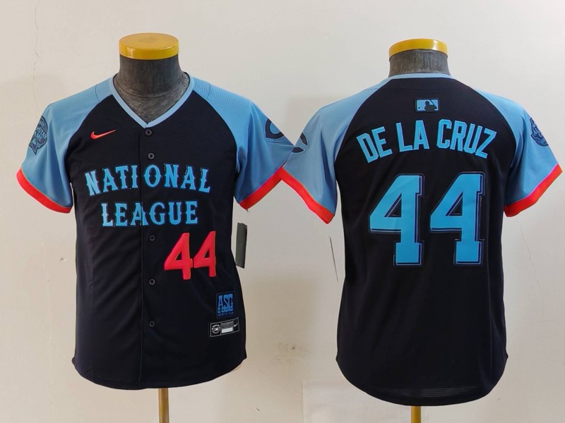 Youth National League #44 Elly De La Cruz Navy 2024 All-Star Limited Stitched Baseball Jersey 2