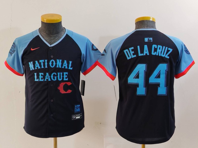 Youth National League #44 Elly De La Cruz Navy 2024 All-Star Limited Stitched Baseball Jersey 1