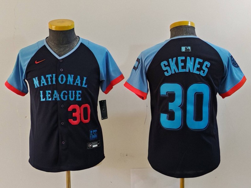 Youth National League #30 Paul Skenes Navy 2024 All-Star Limited Stitched Baseball Jersey 6