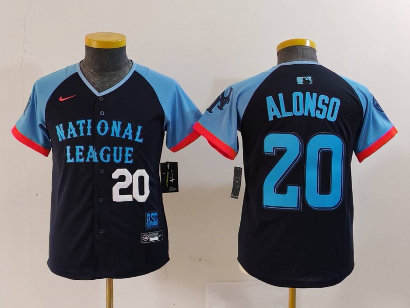 Youth National League #20 Pete Alonso Navy 2024 All-Star Limited Stitched Baseball Jersey 3