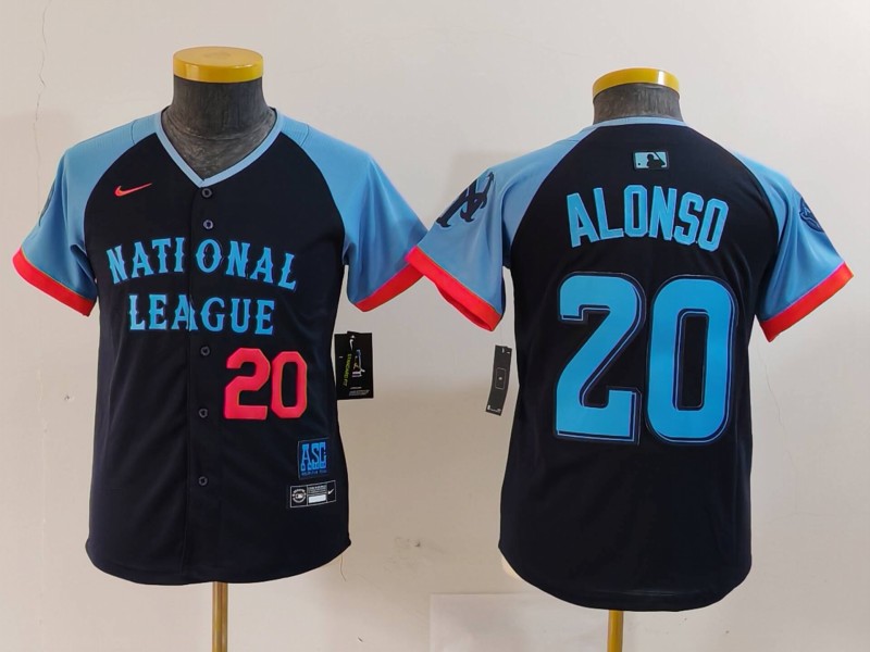 Youth National League #20 Pete Alonso Navy 2024 All-Star Limited Stitched Baseball Jersey 1