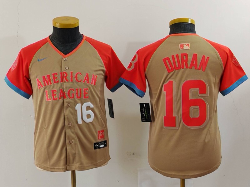 Youth American League #16 Jarren Duran Cream 2024 All-Star Limited Stitched Jersey 3