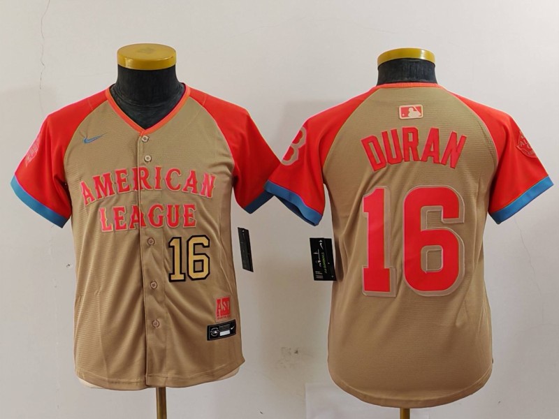 Youth American League #16 Jarren Duran Cream 2024 All-Star Limited Stitched Jersey 1