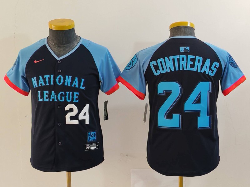 Youth National League #24 William Contreras Navy 2024 All-Star Limited Stitched Baseball Jersey