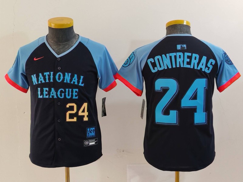 Youth National League #24 William Contreras Navy 2024 All-Star Limited Stitched Baseball Jersey 2