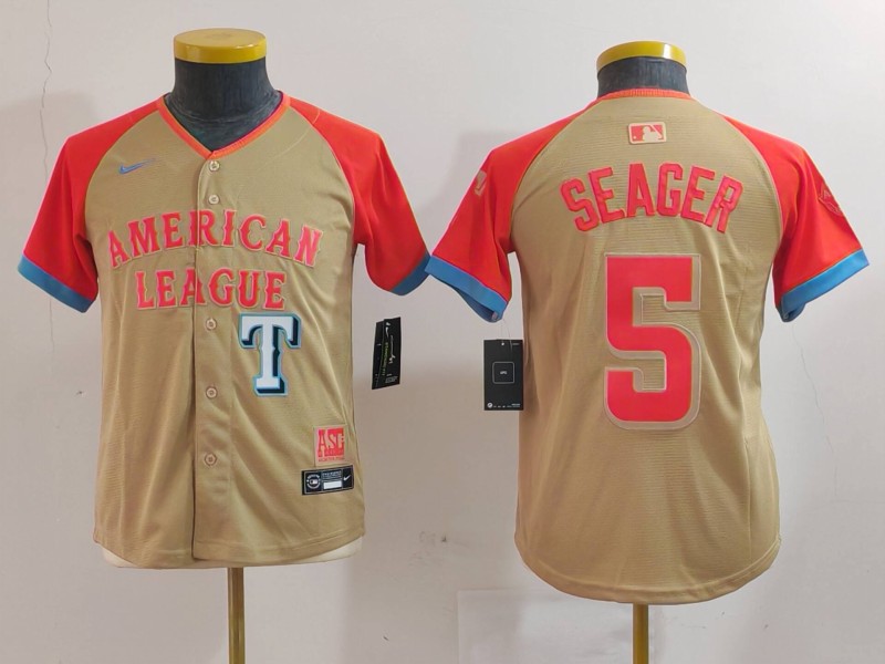 Youth American League #5 Corey Seager Cream 2024 All-Star Limited Stitched Jersey 8