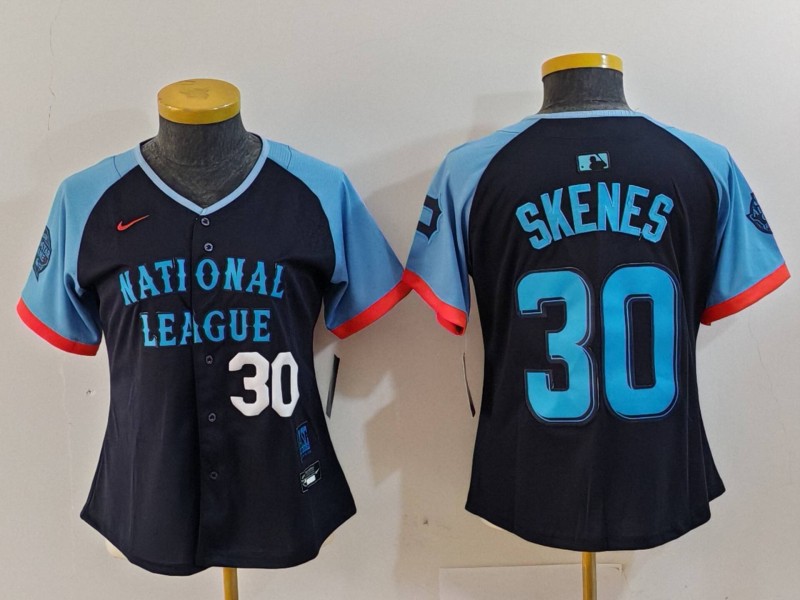 Women's National League #30 Paul Skenes Navy 2024 All-Star Limited Stitched Baseball Jersey(Run Small) 7