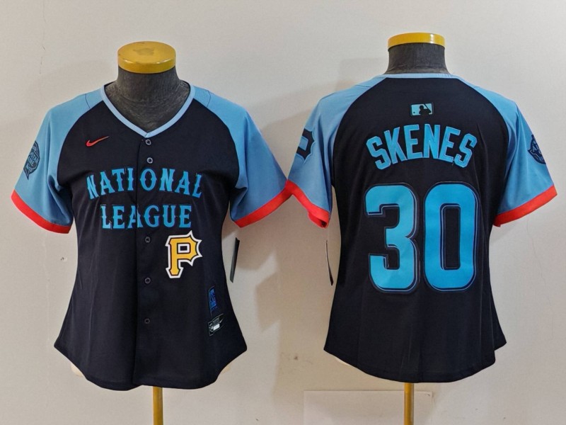 Women's National League #30 Paul Skenes Navy 2024 All-Star Limited Stitched Baseball Jersey(Run Small) 3