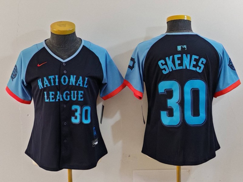 Women's National League #30 Paul Skenes Navy 2024 All-Star Limited Stitched Baseball Jersey(Run Small) 1