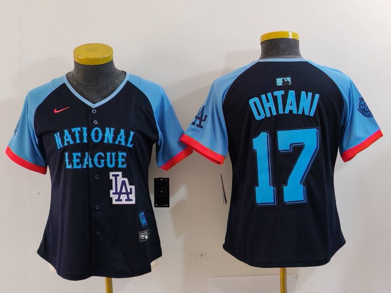 Women's National League #17 Shohei Ohtani Navy 2024 All-Star Limited Stitched Baseball Jersey(Run Small) 2