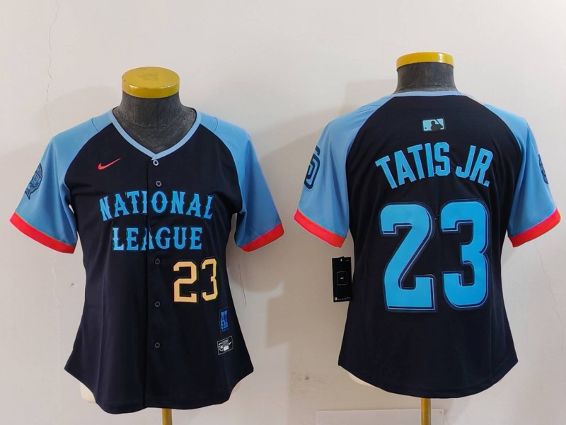 Women's National League #23 Fernando Tatis Jr. Navy 2024 All-Star Limited Stitched Baseball Jersey(Run Small) 5 8