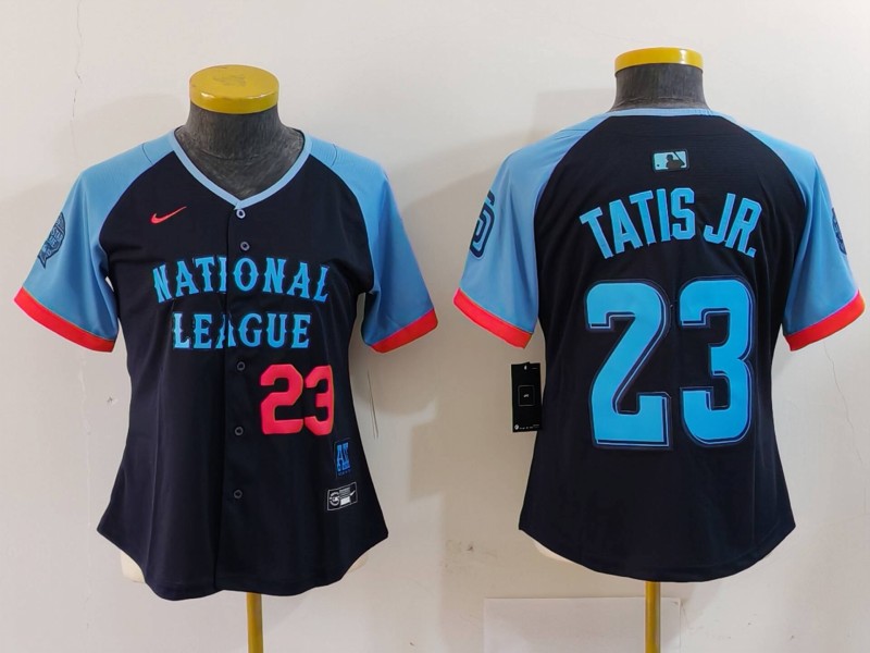 Women's National League #23 Fernando Tatis Jr. Navy 2024 All-Star Limited Stitched Baseball Jersey(Run Small) 3