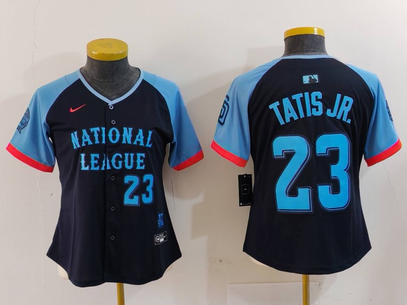 Women's National League #23 Fernando Tatis Jr. Navy 2024 All-Star Limited Stitched Baseball Jersey(Run Small) 1