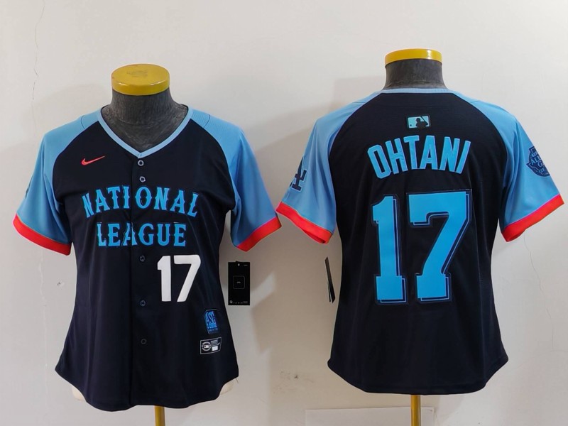 Women's National League #17 Shohei Ohtani Navy 2024 All-Star Limited Stitched Baseball Jersey(Run Small) 6