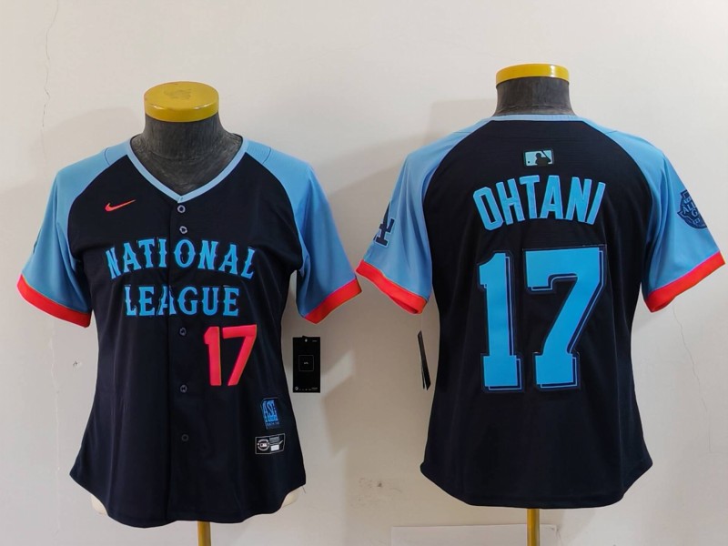 Women's National League #17 Shohei Ohtani Navy 2024 All-Star Limited Stitched Baseball Jersey(Run Small) 5