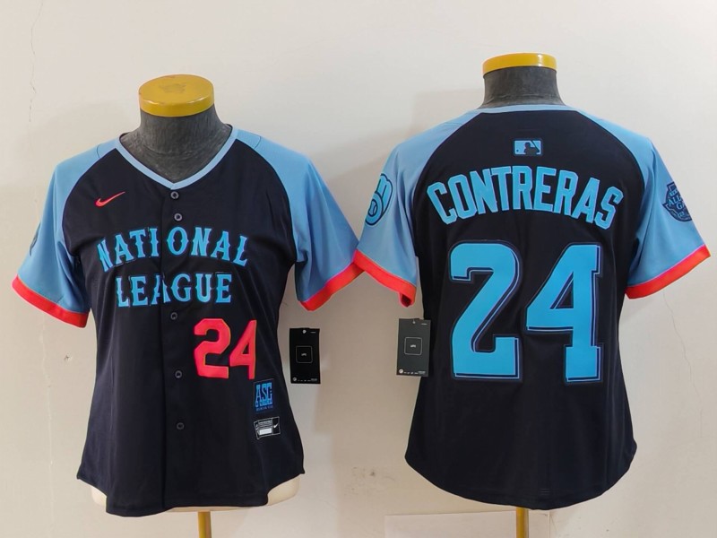 Women's National League #24 William Contreras Navy 2024 All-Star Limited Stitched Baseball Jersey(Run Small) 3