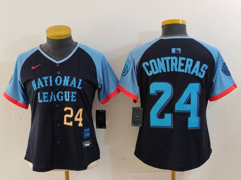 Women's National League #24 William Contreras Navy 2024 All-Star Limited Stitched Baseball Jersey(Run Small) 2