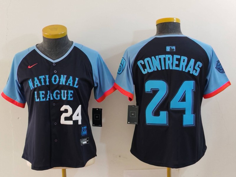 Women's National League #24 William Contreras Navy 2024 All-Star Limited Stitched Baseball Jersey(Run Small)