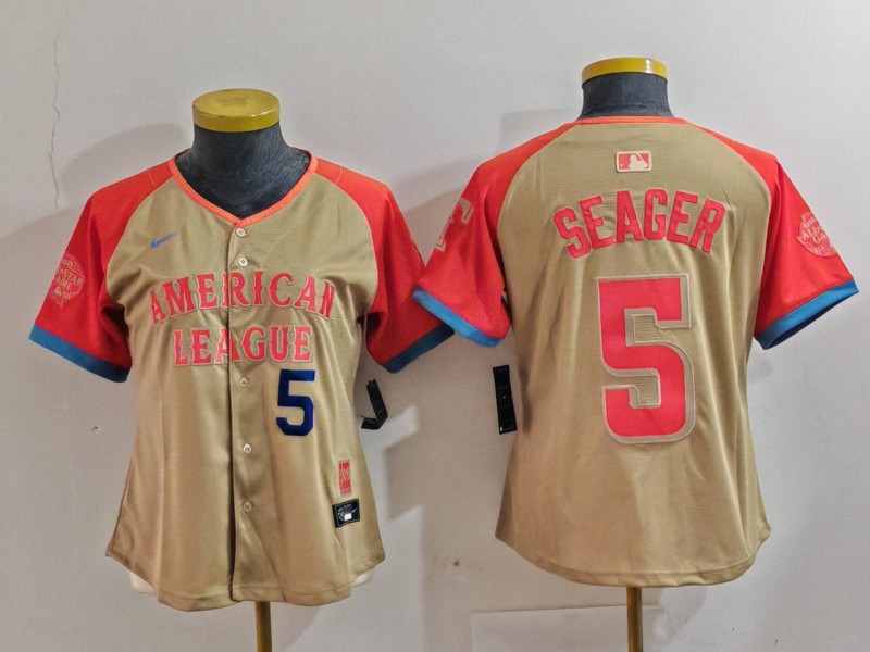 Women's American League #5 Corey Seager Cream 2024 All-Star Limited Stitched Baseball Jersey(Run Small) 7