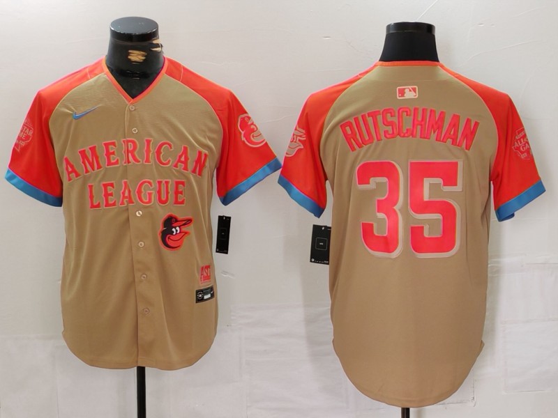 Men's American League #35 Adley Rutschman Cream 2024 All-Star Elite Stitched Baseball Jersey 3