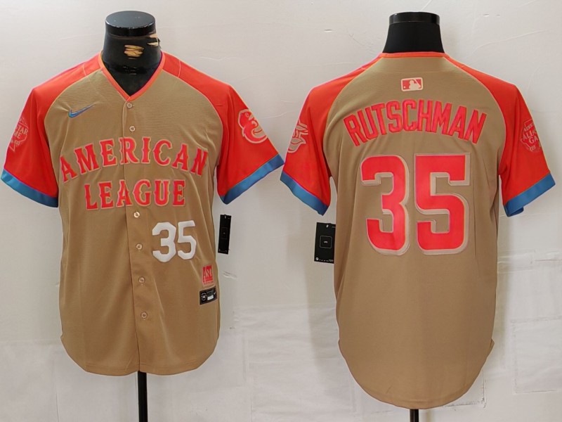 Men's American League #35 Adley Rutschman Cream 2024 All-Star Elite Stitched Baseball Jersey 2