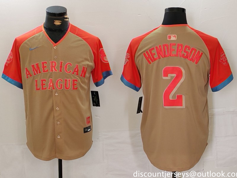 Men's American League #2 Gunnar Henderson Cream 2024 All-Star Elite Stitched Baseball Jersey 5