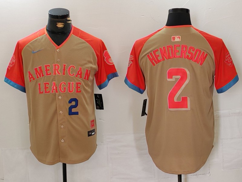 Men's American League #2 Gunnar Henderson Cream 2024 All-Star Elite Stitched Baseball Jersey 2