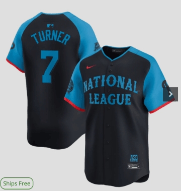 Men's National League #7 Trea Turner Navy 2024 All Star Elite Stitched Baseball Jersey