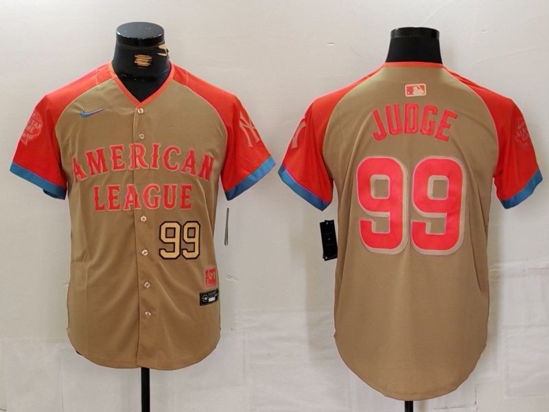 Men's American League #99 Aaron Judge Cream 2024 All-Star Elite Stitched Baseball Jersey 3