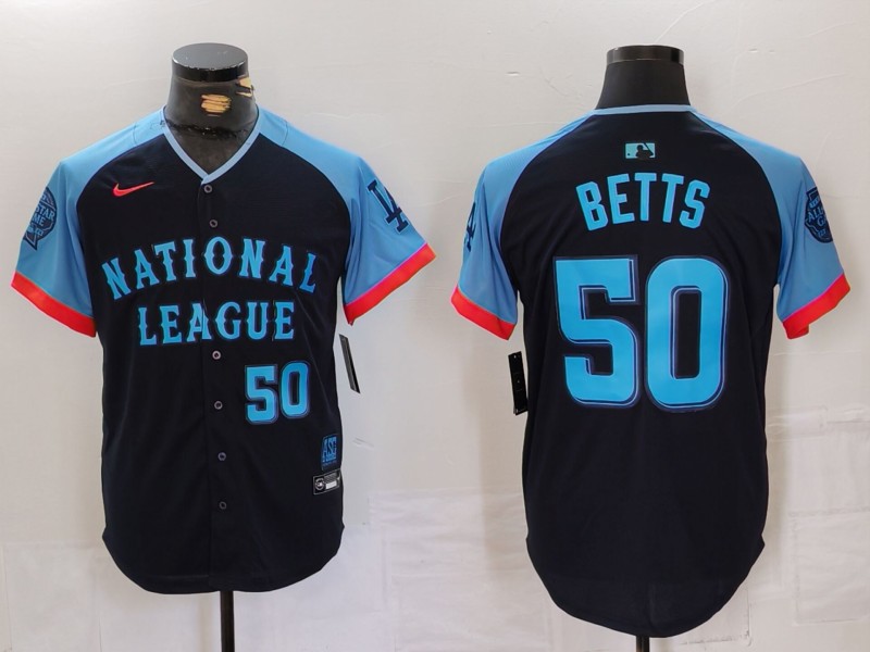 Men's National League #50 Mookie Betts Navy 2024 All-Star Limited Stitched Baseball Jersey 5