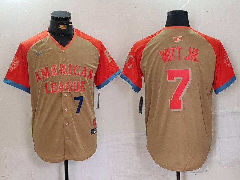 Men's American League #7 Bobby Witt Jr. Cream 2024 All-Star Limited Stitched Jersey 2