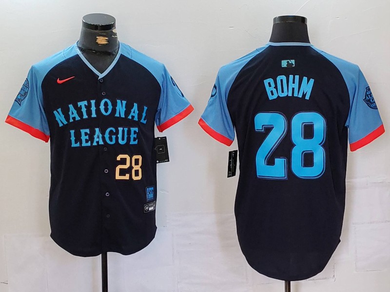 Men's National League #28 Alec Bohm Navy 2024 All-Star Limited Stitched Baseball Jersey 6