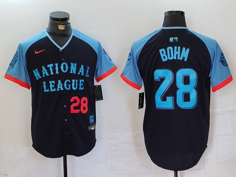 Men's National League #28 Alec Bohm Navy 2024 All-Star Limited Stitched Baseball Jersey 5