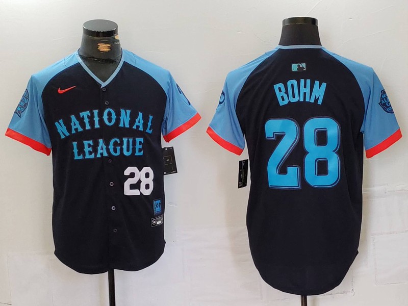 Men's National League #28 Alec Bohm Navy 2024 All-Star Limited Stitched Baseball Jersey 2