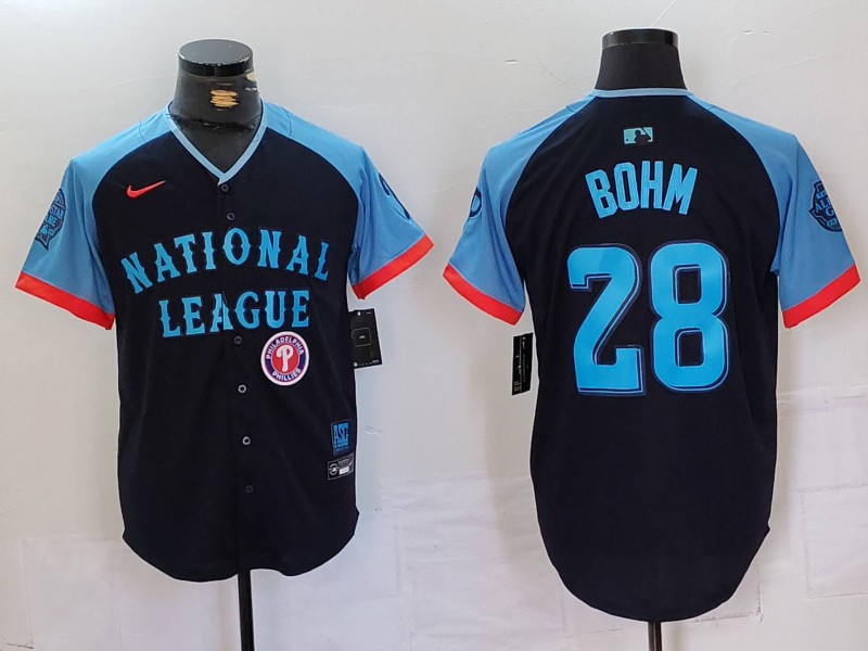 Men's National League #28 Alec Bohm Navy 2024 All-Star Limited Stitched Baseball Jersey 1