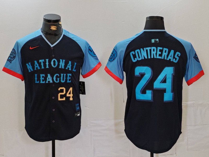 Men's National League #24 William Contreras Navy 2024 All-Star Limited Stitched Baseball Jersey 3