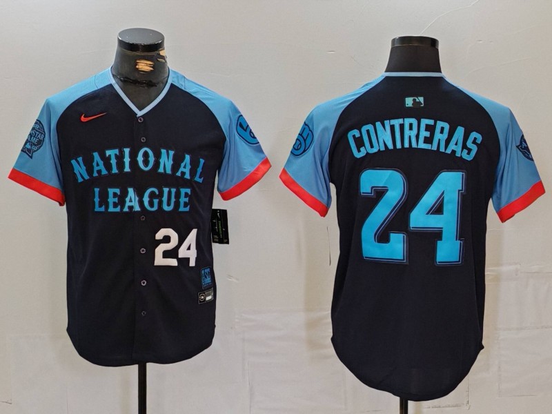 Men's National League #24 William Contreras Navy 2024 All-Star Limited Stitched Baseball Jersey 2