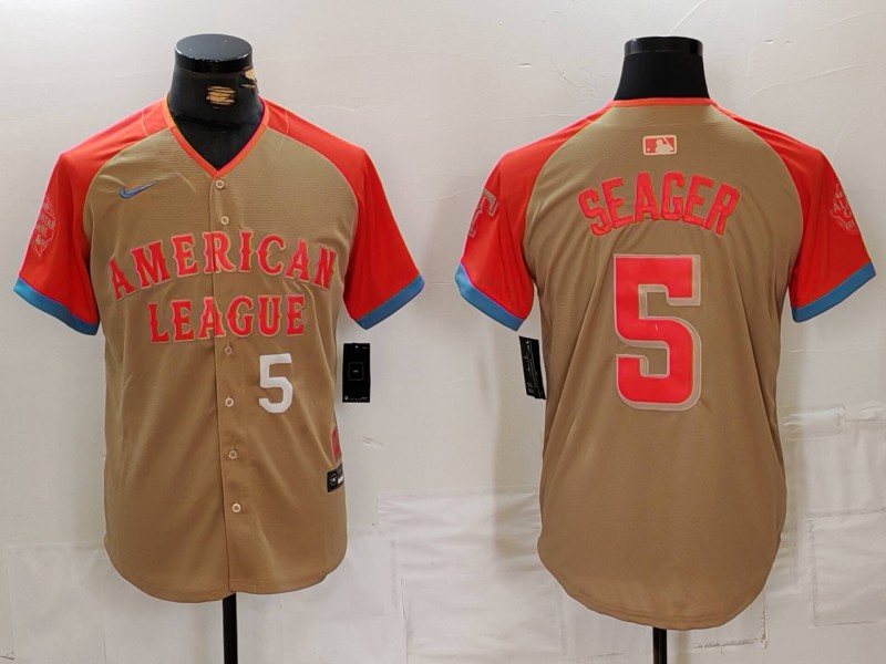 Men's American League #5 Corey Seager Cream 2024 All-Star Limited Stitched Baseball Jersey 5