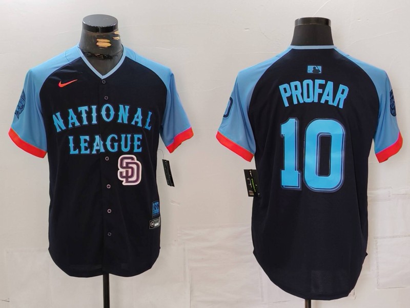 Men's National League #10 Jurickson Profar Navy 2024 All-Star Limited Stitched Baseball Jersey 3