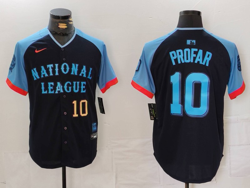 Men's National League #10 Jurickson Profar Navy 2024 All-Star Limited Stitched Baseball Jersey 1