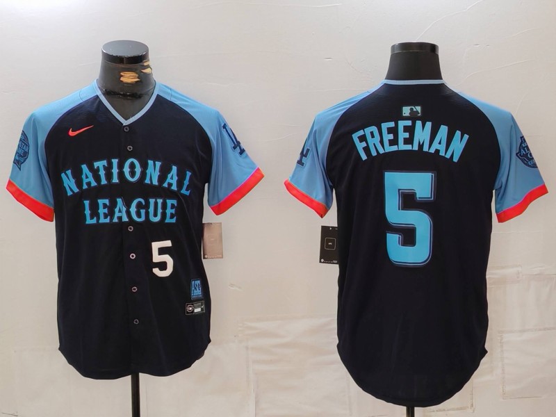 Men's National League #5 Freddie Freeman Navy 2024 All-Star Limited Stitched Baseball Jersey 6